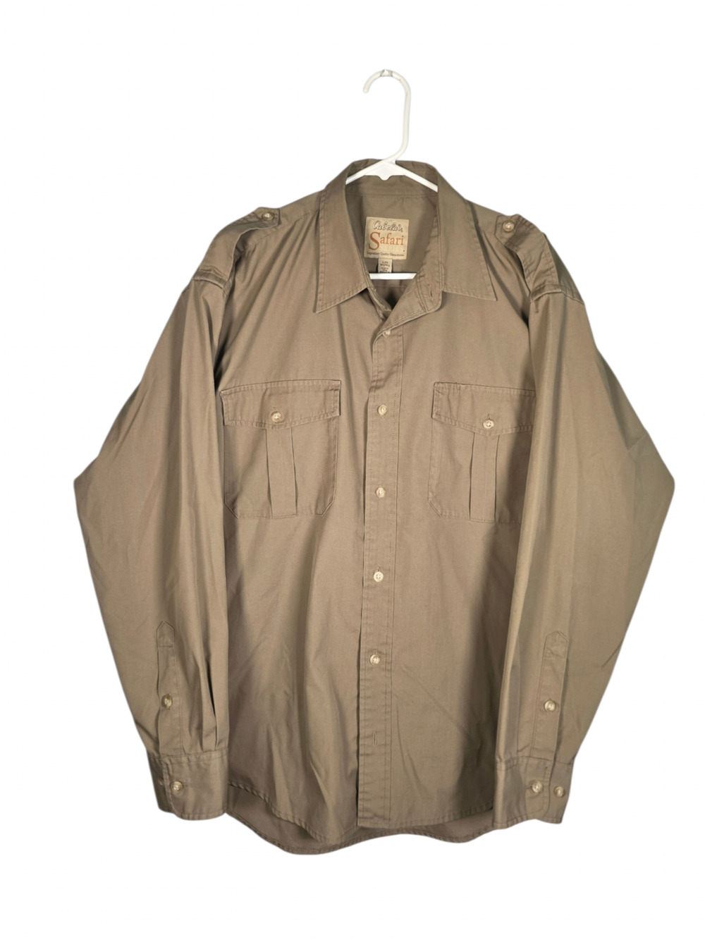 Cabela's Safari Series Tan Button-Up Shirt Men's Large Long Sleeve